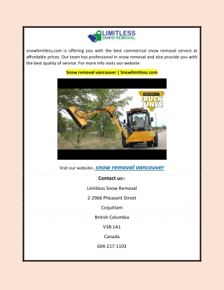 Snow removal vancouver | Snowlimitless.com