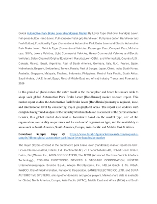 Automotive Park Brake Lever (Handbrake) Market size