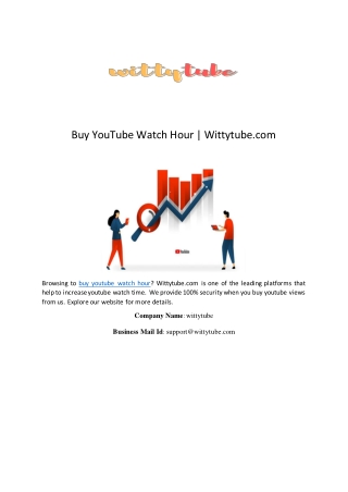 Buy YouTube Watch Hour | Wittytube.com