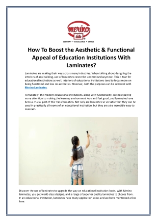 How To Boost the Aesthetic & Functional Appeal of Education Institutions With Laminates