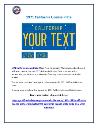 1971 California License Plate