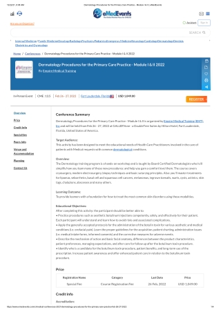 Dermatology Procedures for the Primary Care Practice - Module I & II _ eMedEvents