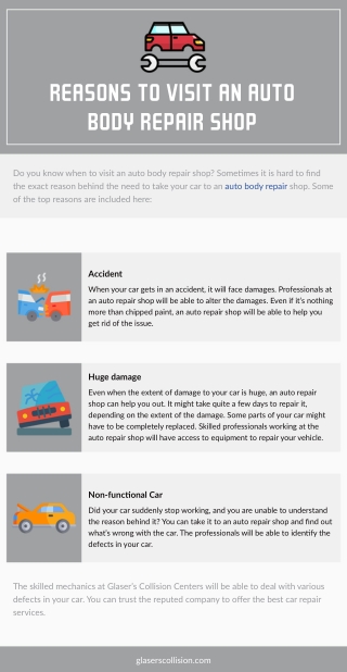 Reasons to Visit an Auto Body Repair Shop
