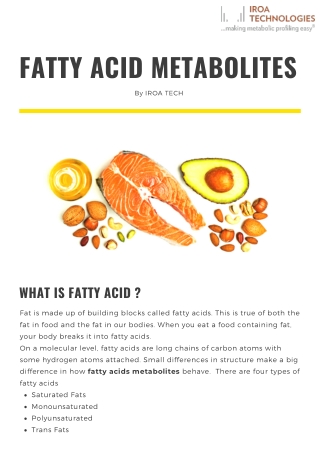 About Fatty Acid Metabolites With IROA Tech