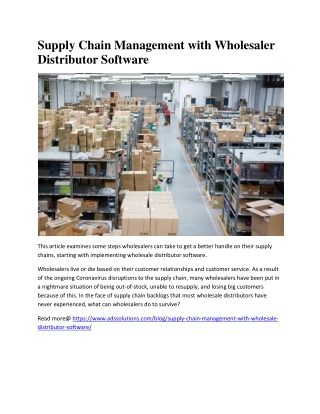 Supply Chain Management with Wholesaler Distributor Software