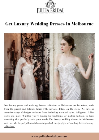 Get Luxury Wedding Dresses In Melbourne