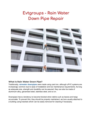 Evtgroups - Rain Water  Down Pipe Repair
