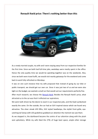 Renault Kwid price-There is nothing better than this