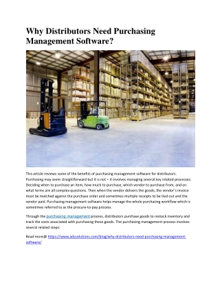 Why Distributors Need Purchasing Management Software