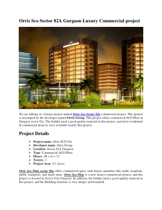 Orris Sco Sector 82A Gurgaon Luxury Commercial project