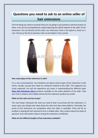 Questions you need to ask to an online seller of hair extensions