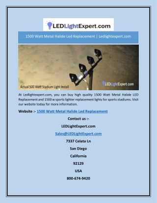 1500 Watt Metal Halide Led Replacement | Ledlightexpert.com