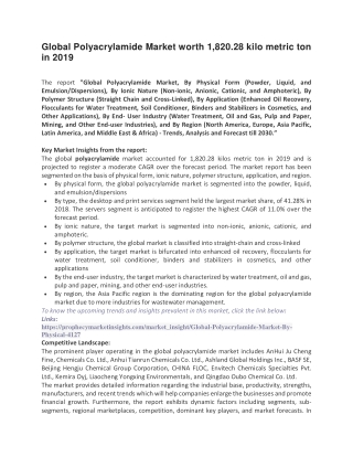 Global Polyacrylamide Market