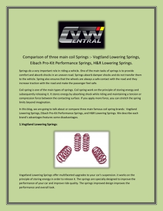 Comparison of three main coil Spring