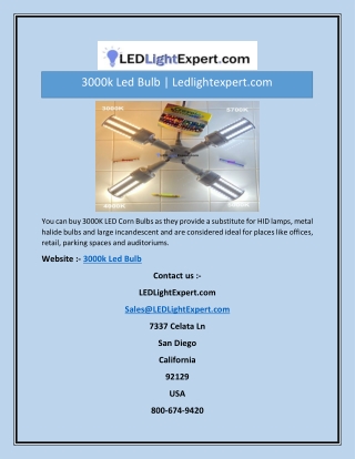 3000k Led Bulb | Ledlightexpert.com