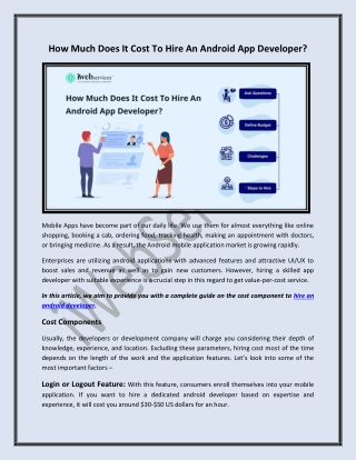 How Much Does It Cost To Hire An Android App Developer - iWebServices