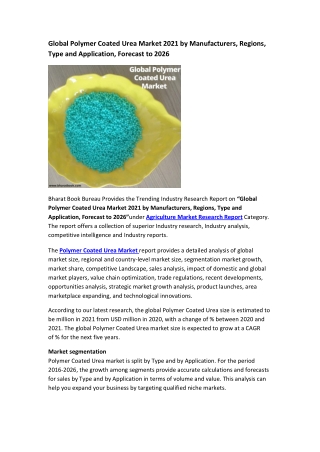 Global Polymer Coated Urea Market Research Report 2021-2026