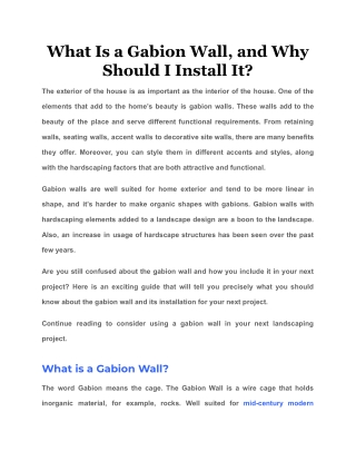 What Is a Gabion Wall, and Why Should I Install It?