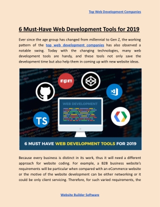 6 Must-Have Web Development Tools for 2019