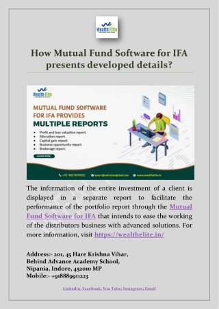 How Mutual Fund Software for IFA presents developed details