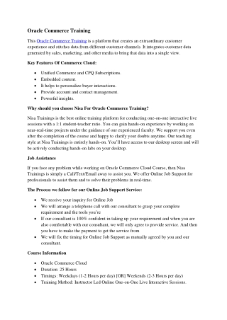 Oracle Commerce Training