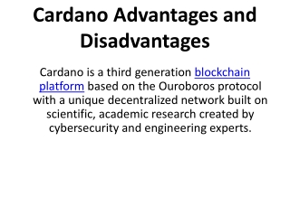 Cardano Advantages and Disadvantages - CMN News - Crypto Media Network