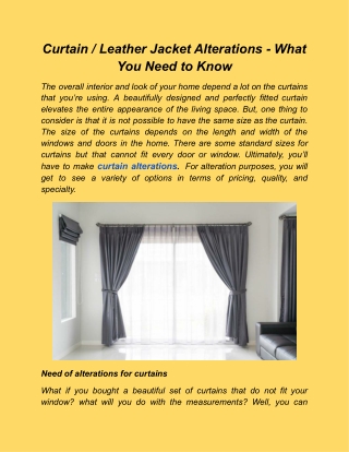 Curtain Alterations - What You Need to Know
