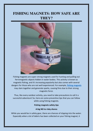 FISHING MAGNETS: HOW SAFE ARE THEY?