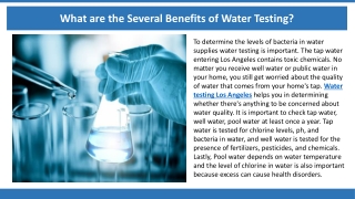 What are the Several Benefits of Water Testing?