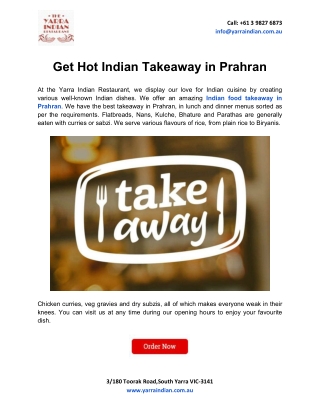 Get Hot Indian Takeaway in Prahran