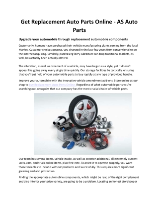 Get Replacement Auto Parts Online