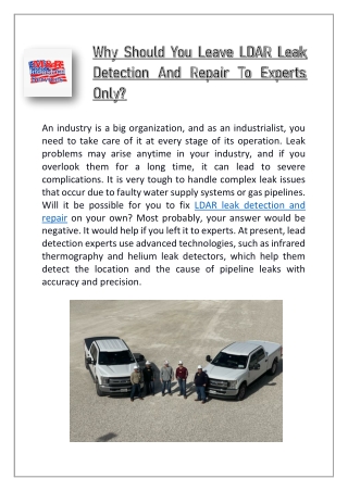 How Does LDAR leak detection And repair Work For You?