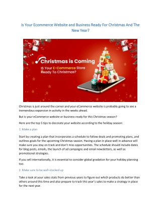 Is Your Ecommerce Website and Business Ready For Christmas And The New Year?