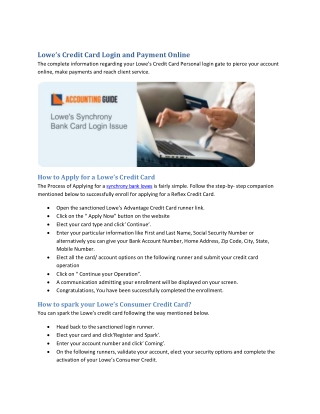 How to Resolve Lowes Synchrony Bank Card Login Issue