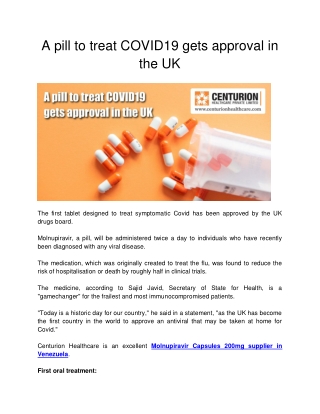 A pill to treat COVID19 gets approval in the UK