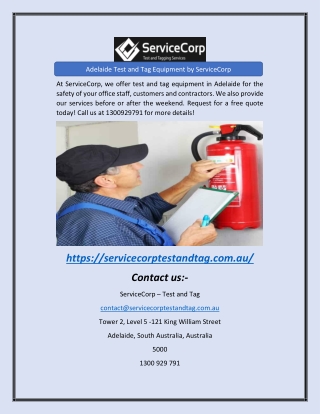 Adelaide Test and Tag Equipment by ServiceCorp