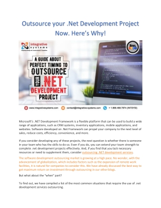 Outsource your .Net Development Project Now. Here’s Why!