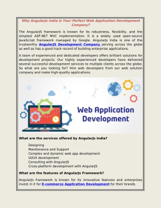 Why AngularJs India is Your Perfect Web Application Development Company?