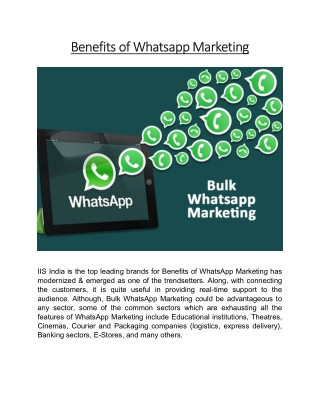 Benefits of Whatsapp Marketing