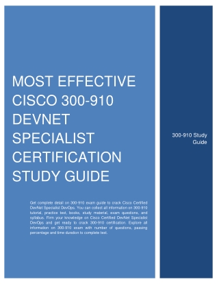 Most Effective Cisco 300-910 DevNet Specialist Certification Study Guide