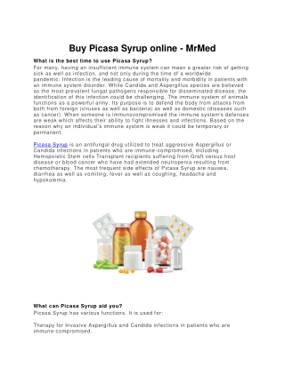 Buy Picasa Syrup online - MrMed