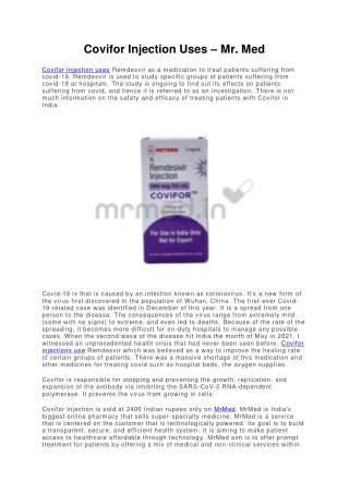 Covifor Injection Uses – Mr. Med