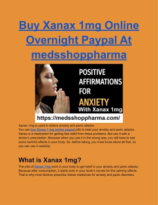 Buy Xanax 1mg Online Overnight Paypal At medsshoppharma