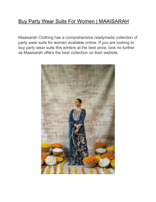 Buy Party Wear Suits For Women | MAAISARAH