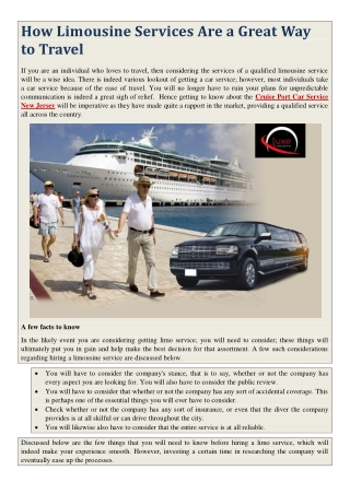 How Limousine Services Are a Great Way to Travel