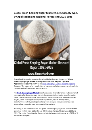 Global Fresh-Keeping Sugar Market Research Report 2021-2026