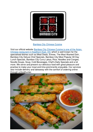 10% off - Bamboo City Chinese Melbourne South yaara,VIC