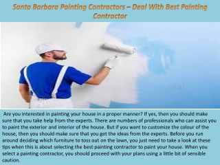 Santa Barbara Painting Contractors – Deal With Best Painting Contractor