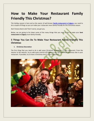 How To Make Your Restaurant Family Friendly This Christmas