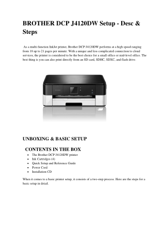Brother DCP J4120DW SETUP For MAC and Windows | Printer Tech Support
